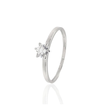 ANILLO ESTILO SOLITARIO MUJER ORO BLANCO 18 KILATES BRAZO 1.5 MILÍMETROS CIRCONITA BLANCA 4 MILÍMETROS CON SEIS GARRAS