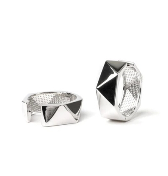 PENDIENTES MUJER LINEARGENT PLATA DE LEY 925 AROS CON FORMA HEXAGONAL ANCHO 8 MILÍMETROS DIÁMETRO 18 MILÍMETROS