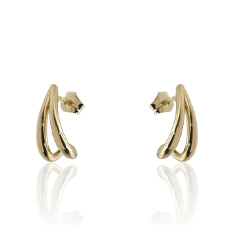 PENDIENTES MUJER ORO AMARILLO 18 KILATES FORMA V INVERSA CURVA 6X13 MILÍMETROS CIERRE PRESIÓN