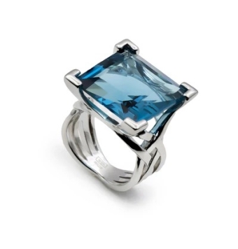 ANILLO MUJER LINEARGENT PLATA DE LEY 925 PIEDRA CUADRADA AZUL 16X16 MILÍMETROS