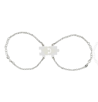 PACK DOS PULSERAS PLACARI PLATA DE LEY 925 PIEZAS DE PUZZLE LARGO AJUSTABLE 17-20 CENTÍMETROS