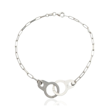 PULSERA PLACARI PLATA DE LEY 925 ESPOSAS ENLAZADAS LARGO 20 CENTÍMETROS