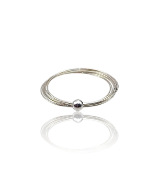 PULSERA PLATA DE LEY 925 RÍGIDA AROS SEMANARIO DE 1.1 MILÍMETROS COGIDOS CON UNA BOLA DE 9.3 MILÍMETROS