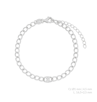 PULSERA PLATA DE LEY 925 INICIAL S CIRCONITAS BLANCAS ESLABÓN BILBAO ANCHO 4 MILÍMETROS LARGO AJUSTABLE 16-19 CENTÍMETROS