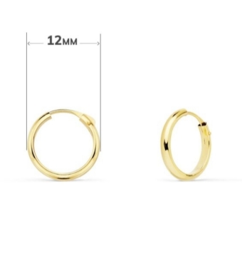 PENDIENTES ORO AMARILLO 18 KILATES ARO MEDIA CAÑA HUECO LIGERO 2X10 MILÍMETROS
