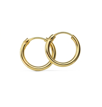 PENDIENTES ORO AMARILLO 18 KILATES ARO HUECO TUBO REDONDO 2X12 MILÍMETROS