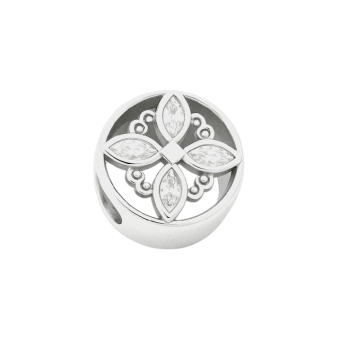 ABALORIO CHARM PLATA DE LEY 925 NUDO DE BRUJAS CON CIRCONITAS BLANCAS