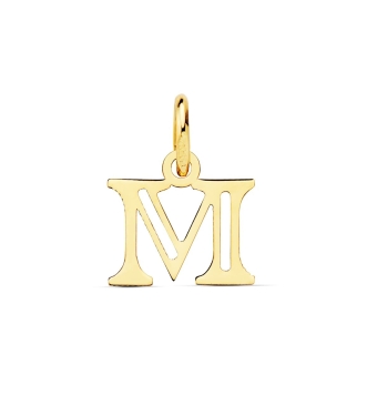 COLGANTE LETRA "M" ORO AMARILLO 18 KILATES 12X10 MILÍMETROS