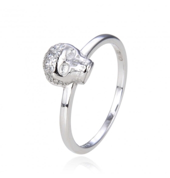 ANILLO PLATA DE LEY 925 CALAVERA 7X8 MILÍMETROS CIRCONITAS BLANCAS