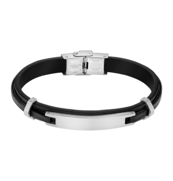 PULSERA LOTUS STYLE MEN BASIC HOMBRE LS2400-2/1 PIEL COLOR NEGRO Y PLACA ACERO LARGO 22.5 CENTÍMETROS