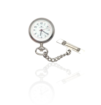 RELOJ DE BOLSILLO CON IMPERDIBLE VICEROY MUJER CAJA Y CADENA ACERO 31 MILÍMETROS ESFERA BLANCA DETALLES VERDES Y ROJOS