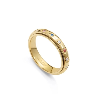 ANILLO GIRATORIO MUJER VICEROY ACERO IP DORADO CON 7 CRISTALES DE COLORES ANCHO 4.1 MILÍMETROS