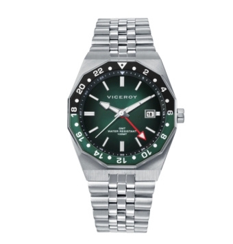 RELOJ VICEROY HOMBRE ANALOGICO CAJA ACERO IP VERDE Y NEGRO 41 MILÍMETROS ESFERA NEGRA Y VERDE CON CALENDARIO CADENA ACERO