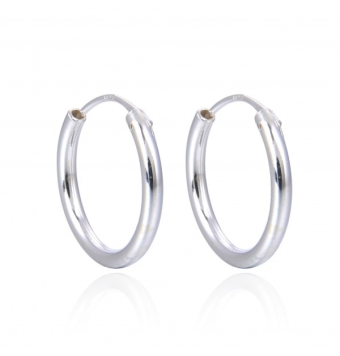 PENDIENTES ARO PLATA DE LEY 925 TUBO REDONDO LISO 2.1X15 MILÍMETROS