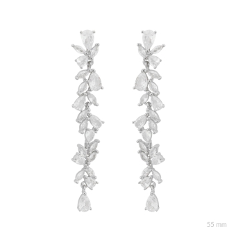 PENDIENTES LARGOS MUJER PLATA DE LEY 925 MULTI CIRCONITAS FORMA DE MARQUISSE Y LÁGRIMA BLANCAS LARGO 5.6 CENTÍMETROS CIERRE PRES