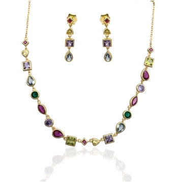 JUEGO PLACARI MUJER PLATA DE LEY 925 CHAPADO DORADO PENDIENTES LARGOS CIRCONITAS ROJA AMARILLA MALVA Y AZUL LARGO 26 MILÍMETRO