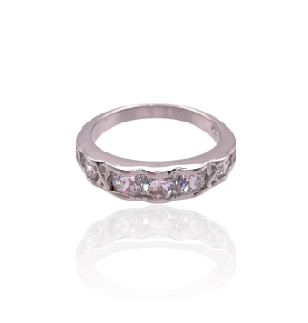 ANILLO PLACARI MUJER PLATA DE LEY 925 PIEDRAS REDONDAS BLANCAS ANCHO EN SU PARTE MÁS ANCHA 5 MILÍMETROS