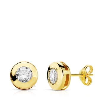 PENDIENTES ORO AMARILLO 18 KILATES CHATÓN GALERÍA DE 6.5 MILÍMETROS