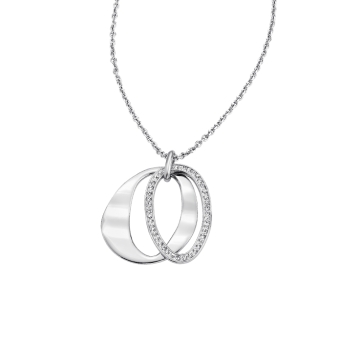 COLLAR LOTUS MUJER ACERO DOBLE ÓVALO HUECO UNO CON CIRCONITAS BLANCAS 41X41 MILÍMETROS CADENA LARGO 80 CENTÍMETROS