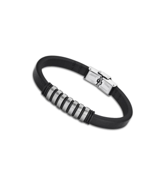 PULSERA LOTUS STYLE URBAN MAN LS1827-2/1 HOMBRE PIEL COLOR NEGRO Y ACERO LARGO 22 CENTÍMETROS