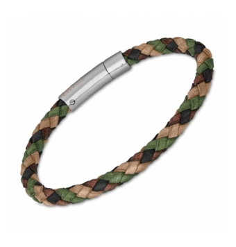 PULSERA LOTUS STYLE MEN BASIC CABALLERO ACERO Y PIEL MULTICOLOR