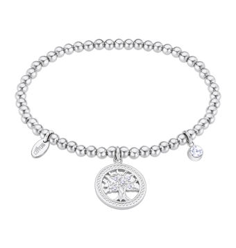 PULSERA LOTUS STYLE MILLENNIAL LS2170-2/1 MUJER ACERO BOLAS MOTIVO REDONDO ÁRBOL DE LA VIDA CERCO CIRCONITAS Y CIRCONITA LONGITU