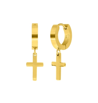 PENDIENTES ARO MAREA HOMBRE C00101/26 ACERO CHAPADO DORADO 3X13 MILÍMETROS CON CRUZ 8X13 MILÍMETROS