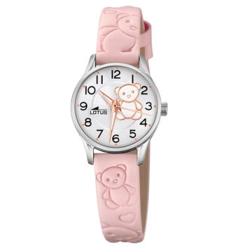 RELOJ LOTUS NIÑA 18573/G CORREA CUERO ROSA OSITOS CAJA ACERO 23 MILÍMETROS ESFERA BLANCA MOTIVO OSITO IP ROSA