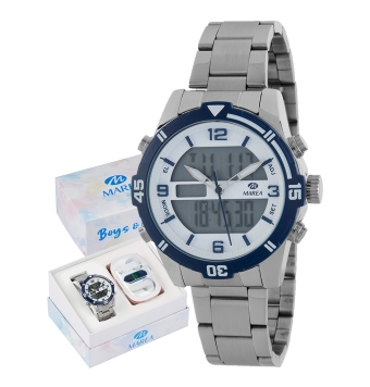 PACK RELOJ MAREA NIÑO CORREA CAUCHO AZUL MARINO CAJA ACERO ESFERA ANALOGICA AZUL MARINO CALENDARIO DIAMETRO CAJA 36 MILIMETROS A