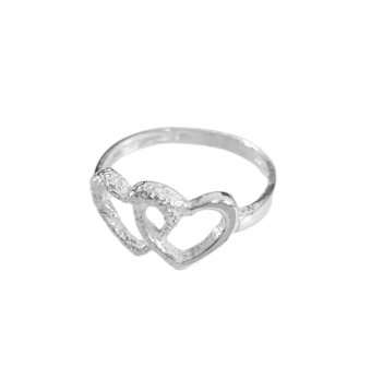 SORTIJA MUJER CORAZÓN DOBLE PLATA DE LEY 925 LISO/EFECTO ARENA