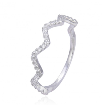 ANILLO MUJER PLATA DE LEY 925 FORMA ZIG ZAG CIRCONITAS BLANCAS