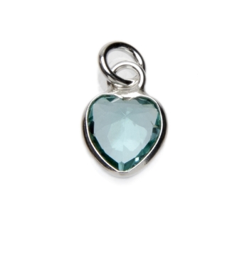 MINI COLGANTE CORAZÓN PLATA DE LEY 925 CIRCONITA 7X5 MILÍMETROS COLOR AGUAMARINA