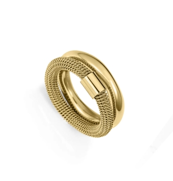 ANILLO MUJER VICEROY COLECCIÓN LAURA ESCANES ACERO IP DORADO DOBLE ANILLO UNO LISO Y OTRO TRENZADO ANCHO 8 MILÍMETROS (1)