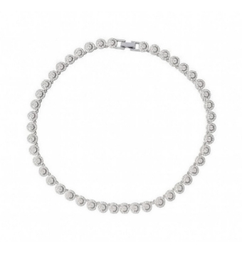 COLLAR MUJER PLATA DE LEY 925 RODIADO ESLABONES REDONDOS CON CIRCONITAS BLANCAS 8 MILÍMETROS LARGO 37 CENTÍMETROS