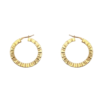 PENDIENTES MUJER HURJO DISEÑO PLATA DE LEY 925 CHAPADO DORADO PLANO CON ONDAS 1.5X4X35 MILÍMETROS CIERRE CATALÁN
