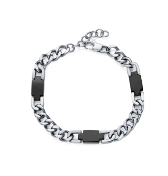 PULSERA VICEROY HOMBRE ACERO BARBADA ESLABONES IP NEGRO LARGO AJUSTABLE 19.5-22.5 CENTÍMETROS