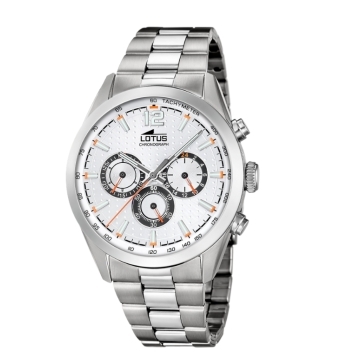 RELOJ LOTUS CRONÓGRAFO HOMBRE 18152/A CADENA Y CAJA ACERO 43 MILÍMETROS ESFERA PLATEADA CON DETALLES NARANJAS