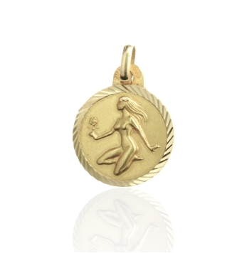COLGANTE MEDALLA ORO AMARILLO 18 KILATES HORÓSCOPO VIRGO 16 MILÍMETROS