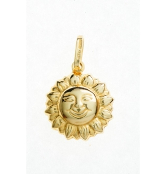 COLGANTE ORO AMARILLO 18 KILATES SOL 14X14 MILÍMETROS LARGO TOTAL 23 MILÍMETROS