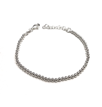 PULSERA MUJER PLATA DE LEY 925 BOLAS 3 MILIMETROS LARGO 17-19 CENTIMETROS