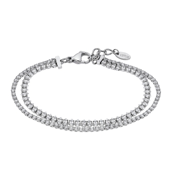 PULSERA LOTUS STYLE WOMAN LS2574-2/1 ACERO CADENA DOBLE RIVIERA CON CIRCONITAS BLANCAS REDONDAS Y MARQUESA. LARGO AJUSTABLE 18-2