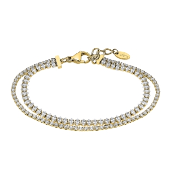 PULSERA LOTUS STYLE WOMAN LS2574-2/2 ACERO CHAPADO DORADO CADENA DOBLE RIVIERA CON CIRCONITAS BLANCAS REDONDAS Y MARQUESA. LARGO