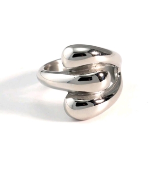 ANILLO MUJER ACERO TRES GOTAS PLATEADO ANCHO 17 MILÍMETROS