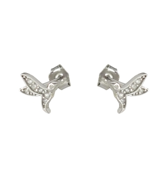 PENDIENTES COLIBRÍ ATLÁNTIDA MUJER PLATA DE LEY 925 9X9 MILÍMETROS CIRCONITAS BLANCAS CIERRE PRESIÓN