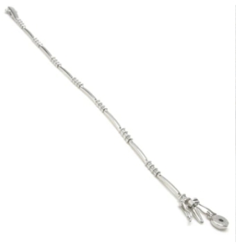 PULSERA LINEARGENT MUJER PLATA DE LEY 925 BAÑO DE RODIO PLATA LISA CON DISEÑO DE CENEFA DE CIRCONITAS BLANCAS LARGO 19 CENTÍMETR