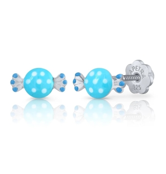 PENDIENTES LAPETRA CARAMELO ESMALTE AZUL 8X5 MILÍMETROS CIERRE ROSCA