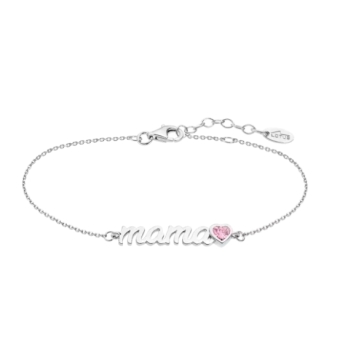 PULSERA LOTUS SILVER MOTHER'S LOVE MUJER LP1808-2/8 PLATA DE LEY 925 MAMÁ Y CORAZÓN CIRCONITA ROSA LARGO AJUSTABLE 16-18 CENTÍME