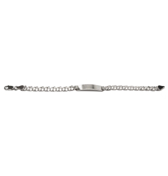 PULSERA ESCLAVA PLATA DE LEY 925 HUNGARINA 5 MILÍMETROS PLACA LISA 6X30 MILÍMETROS LARGO 16 CENTIMETROS
