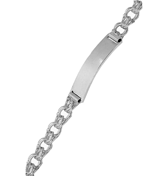 PULSERA ESCLAVA PLATA DE LEY 925  HUNGARINA 6 MILÍMETROS PLACA LISA 7X33 MILÍMETROS LARGO 18.5 CENTÍMETROS
