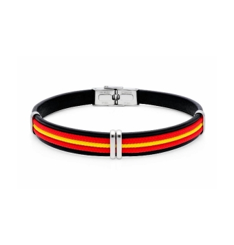 PULSERA LISKA HOMBRE ESPAÑA PIEL COLOR NEGRO Y CUERDA NÁUTICA ANCHO 10 MILÍMETROS LARGO 21 CENTÍMETROS
